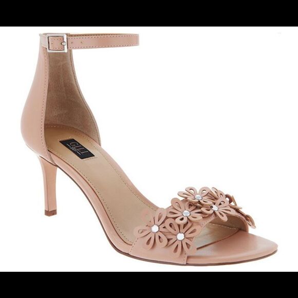 G.I.L.I. Floral Ankle Strap Sandal Gliona Powder Nude - Medium - Picture 1 of 7